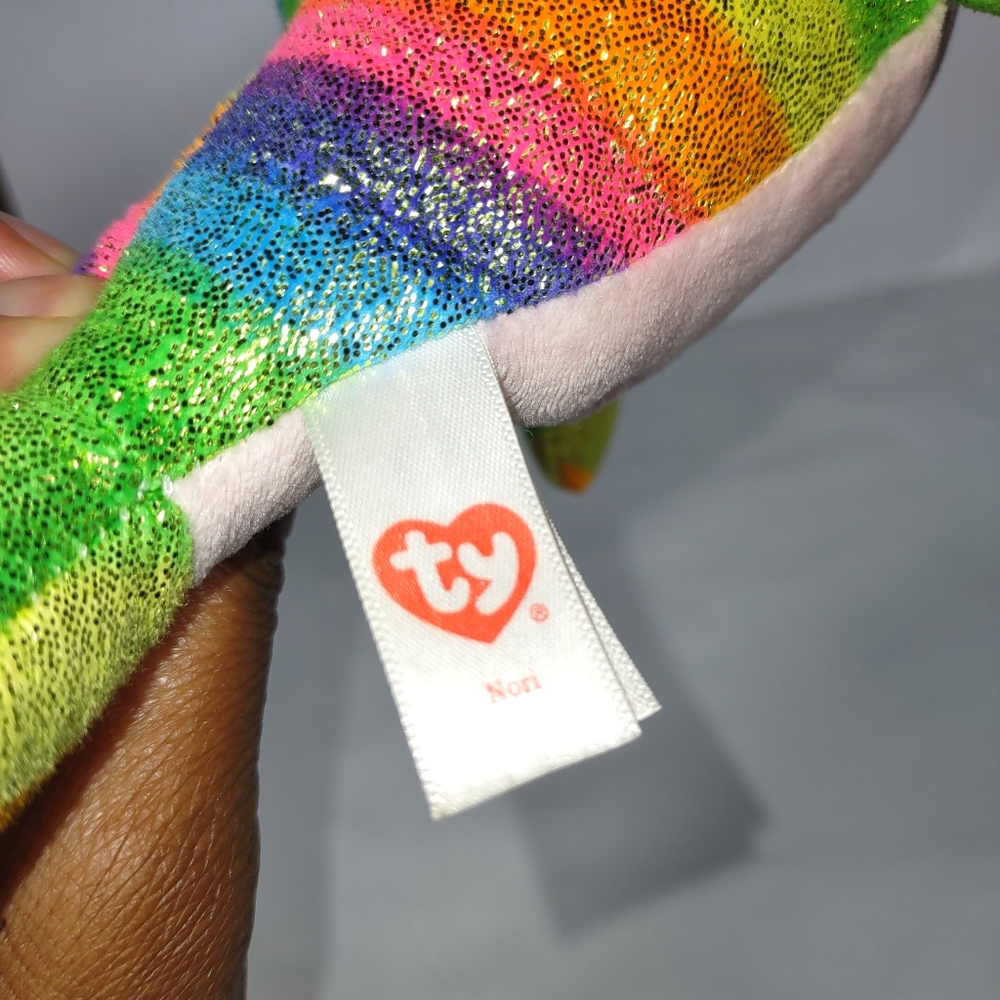 ✓TY Nori the Narwhal rainbow multicolor sparkly glittery 9in Plush - Picture 9 of 9